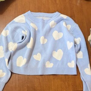 Blue Heart Pattern Sweater